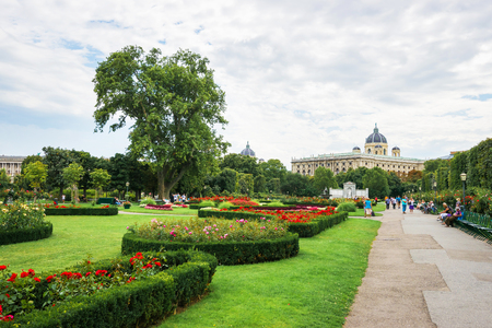 Vienna, Austria - August 21, 2012: People Garden park in Hofburg Palace, Vienna, Austria. Tourists on the backgroundのeditorial素材