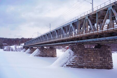 Old bridge at winter Rovaniemi, Lapland, Finlandの写真素材