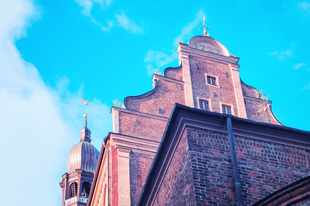 Spire of Dome Cathedral in Riga Old Townの写真素材
