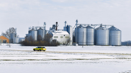 Storage tankers at winter countryside in Lapland, Finlandのeditorial素材