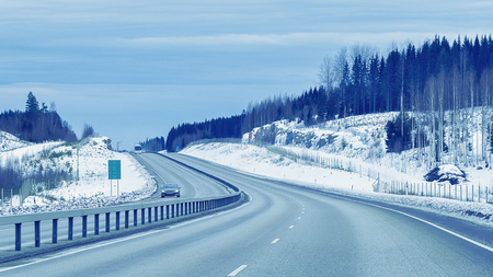 Road in winter Rovaniemi, Lapland, Finlandの写真素材