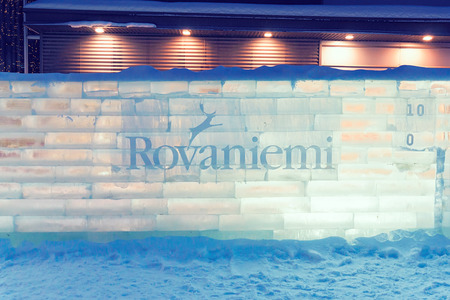 Rovaniemi, Finland - March 1, 2017: Iced wall in Rovaniemi, Lapland, Finland