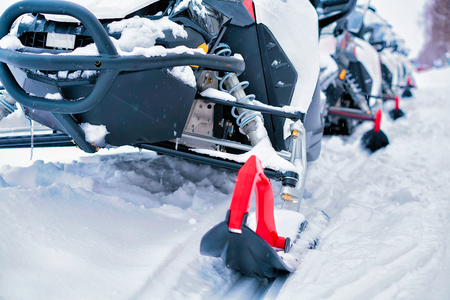 Ski of Snowmobile in winter Rovaniemi, Lapland, Finlandの写真素材