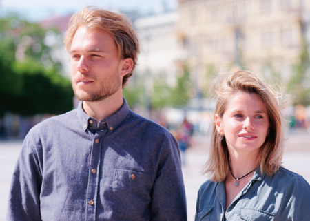 Young Dutch man and his blonde girlfriend. Romantic concept