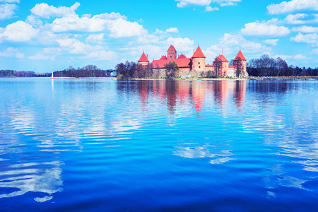 Trakai island castle museum at Galve lake, close to Vilnius, Lithuania