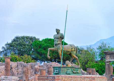 Centaur statue at Square of ancient city Pompeii, Naples, Italyの写真素材