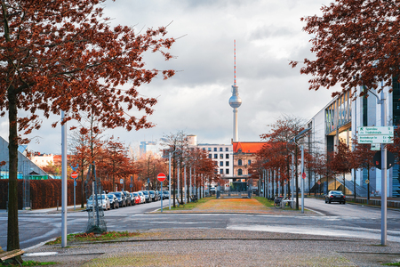 Berlin, Germany - December 8, 2017: Television tower and downtown of Berlin, Germanyのeditorial素材