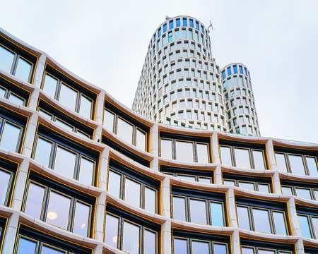Berlin, Germany - December 11, 2017: Modern office architecture at Kurfurstendamm Street in Berlin, Germanyのeditorial素材