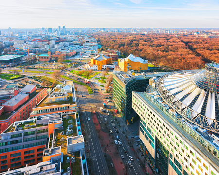 Panoramic view on Potsdamer Platz and the downtown of Berlin, Germanyのeditorial素材