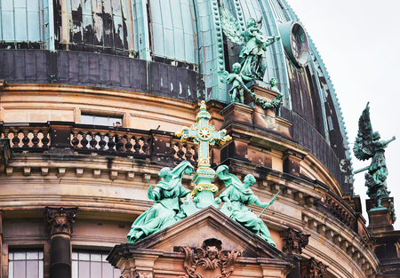 Statue of angels at Berliner Dom Cathedral in Berlin, Germanyの写真素材