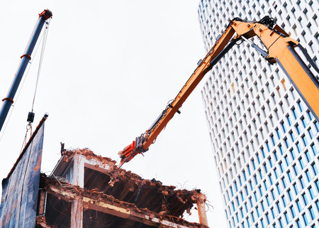 Breaking the roof of a house in Berlin, Germanyの写真素材