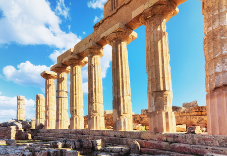 Ruins of ancient acropolis with Temple in Selinunte at Sicily, Italy
