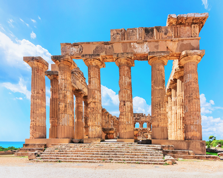 Doric temple of Hera in Selinunte in Sicily, Italyの写真素材