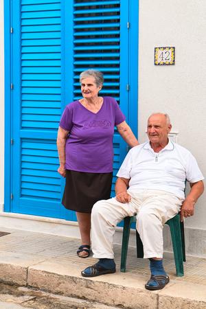San Vito lo Capo, Italy - September 16, 2017: Typical sicilian senior family in San Vito lo Capo, Sicily, Italyのeditorial素材