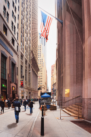 New York, USA - April 24, 2015: Street in Lower Manhattanのeditorial素材