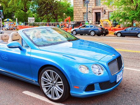 Washington DC, USA - May 3, 2015: Bentley Cabriolet car crossing the streets of Washington D.C.のeditorial素材