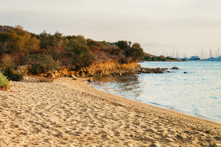 Portisco Beach at the Mediterranean sea, Sardinia, in Italyの写真素材