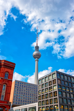 Television tower and buildings on Alexanderplatz in Berlin, Germanyのeditorial素材