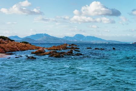 Rocky Capriccioli Beach in Costa Smeralda, Sardinia, of Italyの写真素材