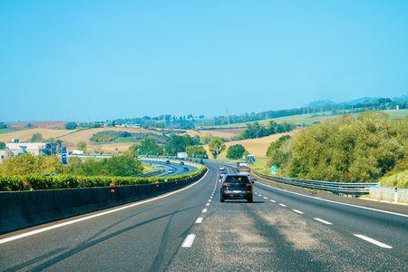 Rome, Italy - October 4, 2017: Landscape with Cars on the road in Italyのeditorial素材