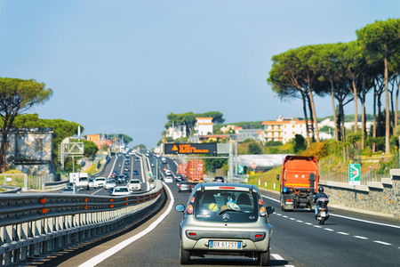 Rome, Italy - October 4, 2017: Cars on the road in Italyのeditorial素材