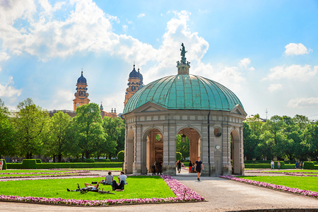 Munich, Germany - May 8, 2013: Diana temple in Hofgarten park of Munich in spring, Germanyのeditorial素材