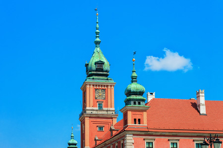 Fragment of Royal Castle in Castle Square in the Old town of Warsaw in Polandのeditorial素材