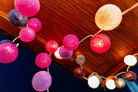 Christmas light decoration at Christmas Market at Town Hall in Winter Berlin, Germany. Advent Fair and Stalls with Crafts Items on the Bazaar.の写真素材