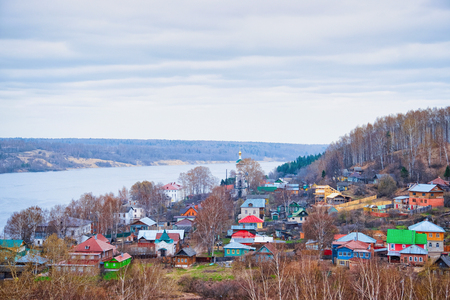Scenery of Plyos city in Ivanovo Region in Russia.の写真素材