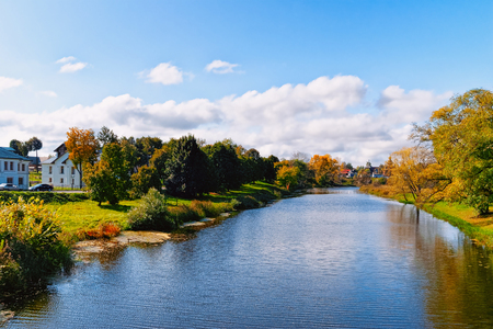 Landscape with Kamenka River in Suzdal town in Vladimir oblast in Russia.の写真素材