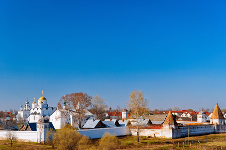 Panorama of Intercession (Pokrovsky) Monastery in Suzdal town in Vladimir oblast in Russia.のeditorial素材