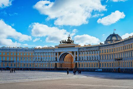 St Petersburg, Russia - October 10, 2015: Arch of General Staff Building on Palace Square in St...