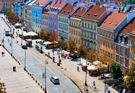 Warsaw, Poland - July 30, 2018: Aerial view on Castle Square at Warsaw in Polandのeditorial素材
