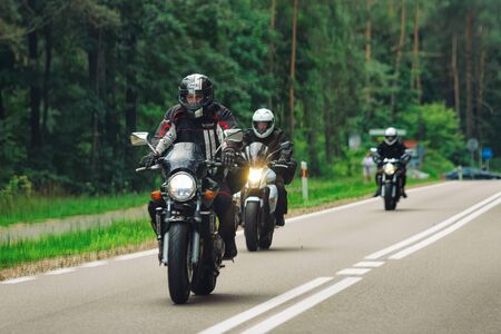 Warsaw, Poland - July 30, 2018: Motorcycles in the road in Polandのeditorial素材