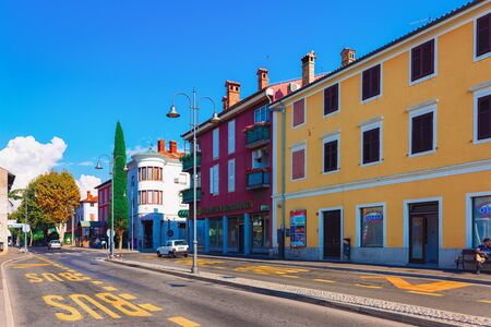 Izola, Slovenia - September 17, 2018: Street in the historic city center of Izola, Sloveniaのeditorial素材