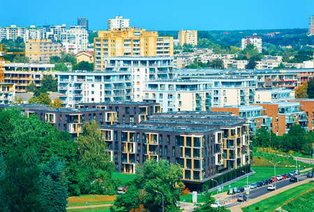 Modern flat apartment house residential building real estate concept. Outdoor home facilities.の写真素材