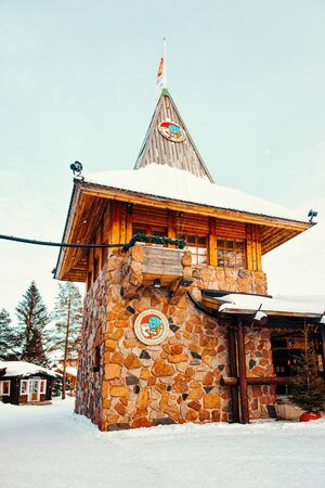 Rovaniemi, Finland - March 5, 2017: Santa Claus Main Post Office at Santa Claus Village. Lapland, Finland, on Arctic Circle in winter.のeditorial素材