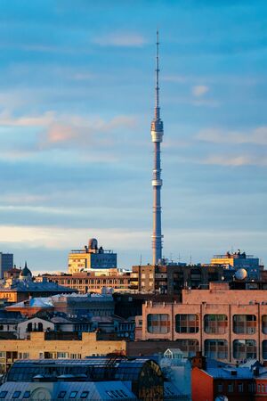 Moscow, Russia - August 22, 2014: Ostankino TV tower in Moscow city in Russia.のeditorial素材