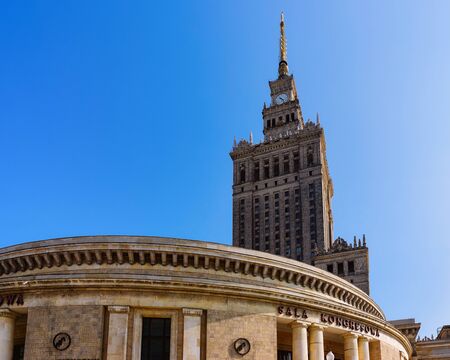 Warsaw, Poland - August 29, 2018: Palace of Culture and Science Skyscraper of Warsaw city, in Poland.のeditorial素材