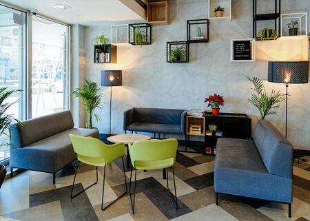 Ljubljana, Slovenia - January 15, 2019: Modern hotel lobby design at Ljubljana of Slovenia.のeditorial素材