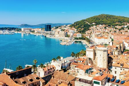 Cityscape and landscape in Old city in Split on Adriatic Coast in Dalmatia in Croatia. Diocletian...