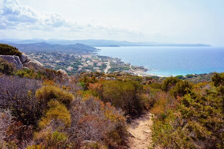 Landscape at the Mediterranean sea in Capo Testa in Santa Teresa Gallura province on Sardinia island in Italy.の写真素材