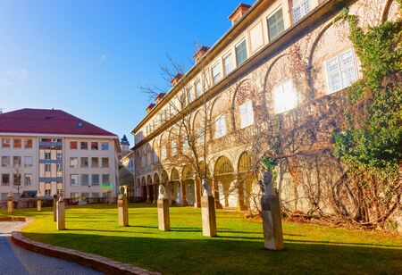 Graz, Austria - February 16, 2019: Courtyard of Grazer Burg castle complex in Old city of Graz in...