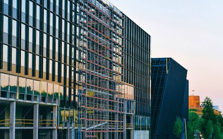 Development and construction of modern skyscraper building. For concept design. equipment safety. Future abstract pattern. Industry technology. Site Engineering. Urban architecture. Office corporateの写真素材