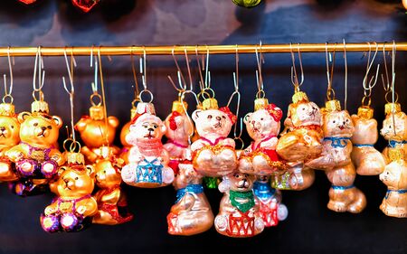 Glass Christmas Tree Decorations on Night Market Gendarmenmarkt Berlin newの写真素材
