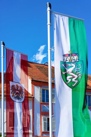 Flags of Austria and Styria with coat armsの写真素材