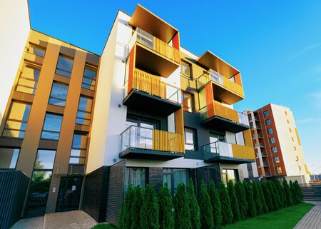 Apartment houses residential home architecture with outdoor facilities