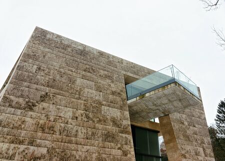 Part Modern residential apartment flat building exterior in Salzburgの写真素材