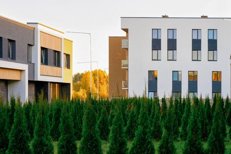 Apartment house residential home architecture and outdoor facilitiesの写真素材