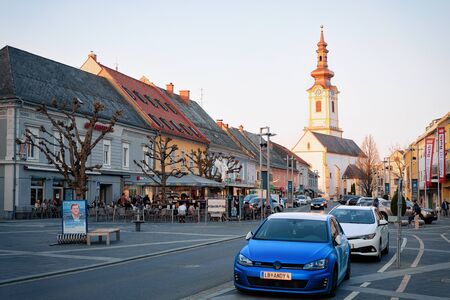 Cars parked on road Leibnitz in Styria in Austria